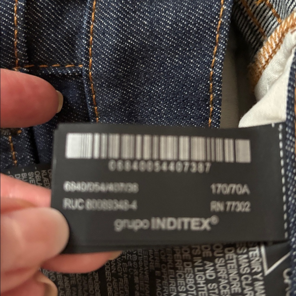 NWT Zara Indigo Dark Wash High Rise Staight Leg Cropped Jeans Sz 6 - Picture 6 of 8
